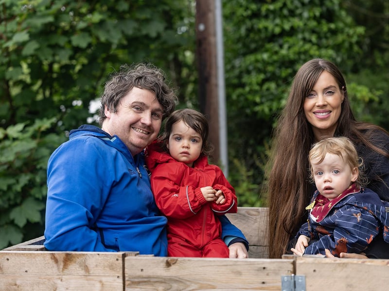 Rioghnagh, Naoise, Sadhbh and Terence O’Hara from Dromore on Armagh Apple Farm