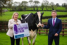 Karen Hughes, RUAS Business Development Executive and Rodney Brown, Head of Agribusiness at Danske Bank remind livestock exhibitors that the deadline for entries is Friday 17th November at 5pm. Pic: Brian Thompson Photography