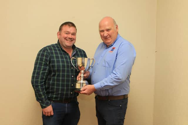 Mr William Dodd, Craigy Herd, Saintfield, Awarded Irwins Feed Perpetual Cup for Best Junior Bull at Clogher Valley Show with Craigy Max.