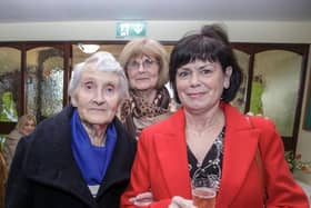 Arriving at the Fashion Show are Rita Dowds, Kathleen Boyle and Kathleen O'Mullan.