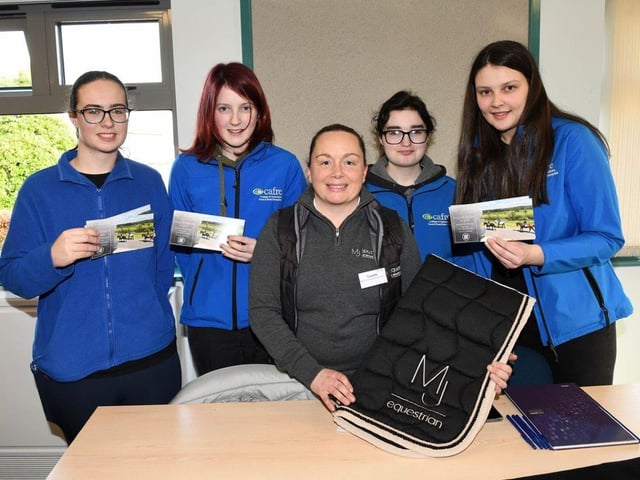 CAFRE Enniskillen Campus Level 3 students Michaela Doran (Downpatrick), Ursula Gettens (Ballymena), Hollie Turner (Newtownards) and Rachel Ballentine (Bangor) talk to Tara Duffy about the ins and outs of life at Mount Juliet Equestrian.