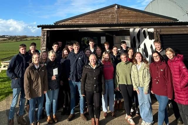 Coleraine YFC members from Udny JAC enjoying a tour of Chestnutt's Farm, Portrush on the first leg of the exchange