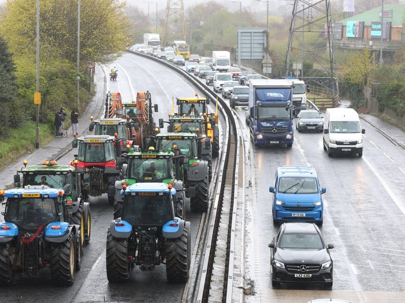 Vehicles on Sydenham by-pass in Belfast, as the National Fuel Protest against rising fuel prices continues. Picture date: Tuesday April 14, 2026. PA Photo. Photo credit should read: Liam McBurney/PA Wire