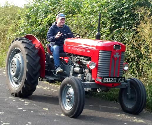 Peter Stevens, Ballyclare on his way to the Ballyeaston Tractor Run. Picture: Alan Hall
