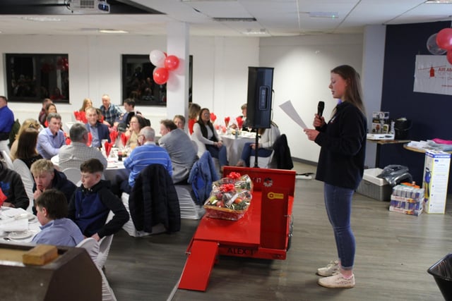 Bleary YFC's secretary Sarah opening at the club's very first charity dinner and auction in aid of Air Ambulance. Picture: Bleary YFC