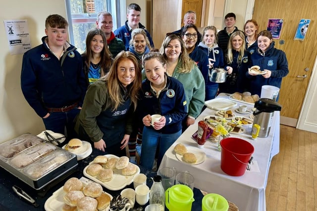 Holestone YFC members at at the big breakfast which was held by the club. YFC. Picture: Holestone YFC
