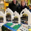 Brian Johnston and Noreen McMaster from Johnston Agri-supplies in Lisnaskea have stocked up with HVS Liquid Gold Cattle for turnout.