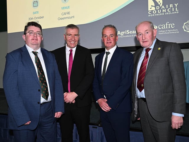 Dairy Conference Partners: Jason Rankin, Agrisearch, Ian Stevenson, Dairy Council for NI, Paul McHenry, CAFRE and Glen Cuddy, Ulster Farmers’ Union.