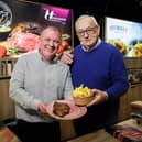 Gordon McAtamney from K&G McAtamney Wholesale Meats is pictured with chef Pierre Koffmann, the name behind the Koffmann’s range of potatoes and fries by The Food Heroes. Both companies have recently come on board as exclusive suppliers to Henderson Foodservice in recent months