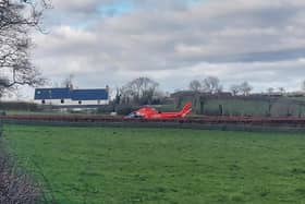 The Air Ambulance NI landed in Kinallen, Co Down, this afternoon (Friday). (Pic: Farming Life)
