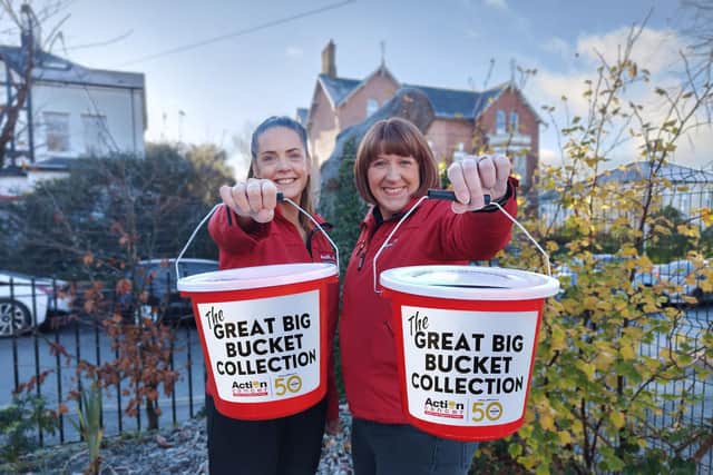 Action Cancer Supporters, Noeleen Curry and Louise Reid, launch “The Great Big Bucket Collection”.