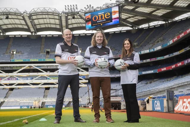 The Alltech ONE World Tour stop in Dublin will take place at Croke Park on June 19-20. Left to right: Cathal McCormack, country manager of Alltech Ireland; Dr.
Mark Lyons, president and CEO of Alltech; and Orla McAleer, chief marketing officer of Alltech