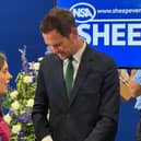 Minister of State for Food Security and Rural Affairs in the Department for Environment, Food and Rural Affairs (Defra), Stephen Morgan, pictured with Kellie McEvoy discussing beef imports.