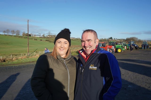 Gillian and Kyle Ellison at the tractor and truck run. Picture: Rathfriland YFC