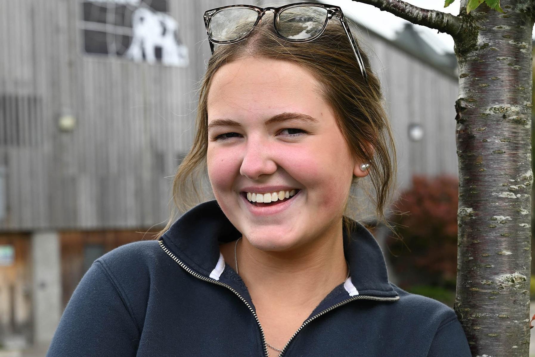 Level 3 Agriculture student Zara Simpson form Hillsborough enjoys applying her passion for the dairy sector during her studies at Greenmount Campus.