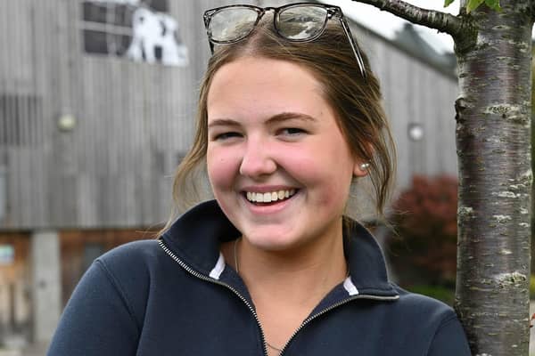 Level 3 Agriculture student Zara Simpson form Hillsborough enjoys applying her passion for the dairy sector during her studies at Greenmount Campus.