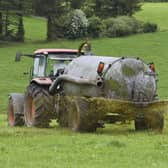 A farmer spreading slurry in field. Pic: Belinda Sullivan/Shutterstock