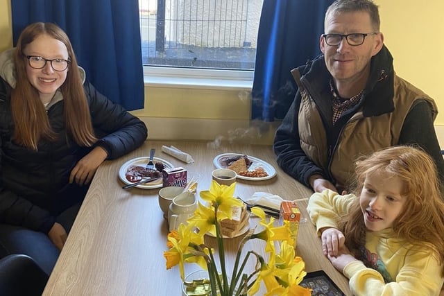 Emma, Keith and Amelia McFarland at Seskinore YFC's recent Big Breakfast which was held in Saturday, March 9. Picture: Seskinore YFC