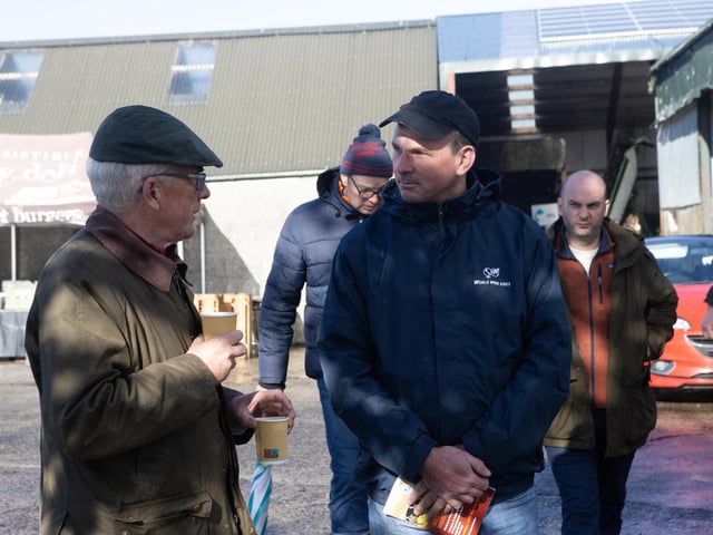 UGS Past Presidents John Henning and Mark Blelock pictured chatting during the UGS farm walk at Workman Farms