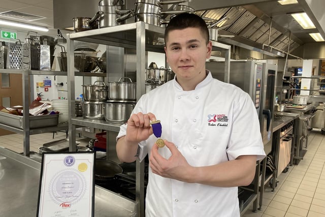 SERC Level 2 Professional Chef Traineeship student, Yehor Chukhil (Killinchy), was awarded a gold medal at IFEX for his chicken dish in the junior skills section.