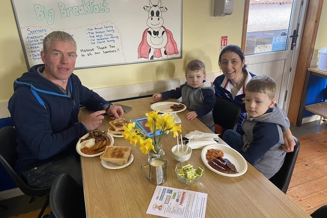 Stephen and Diane McDonald (vice-president) with children Myles and Alfie at Seskinore YFC's recent Big Breakfast which was held in Saturday, March 9. Picture: Seskinore YFC