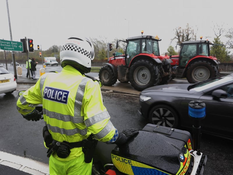 Vehicles on Sydenham by-pass in Belfast, as the National Fuel Protest against rising fuel prices continues. Picture date: Tuesday April 14, 2026. PA Photo. Photo credit should read: Liam McBurney/PA Wire