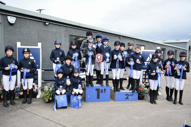 Winners of the Secondary 75cm Teams class (Cookstown High School, Dromore High School, Victoria College Belfast, Royal School Armagh and Down High)