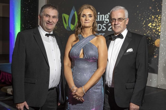 Jim Harrison, Paula Smyth and John Henning pictured at the Farming Life Awards.