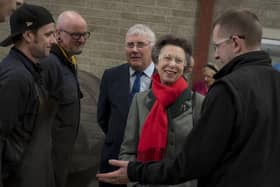 Princess Anne chats with employees during a visit to Agri Fleming on Thursday morning. (Pic: Freelance)