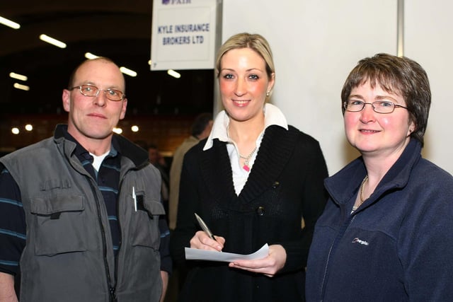 Billy and Paula Ferris, Jerrettspass, chat to Caroline Wilson, Kyle Insurance on the Kyle stand at the Winter Fair.