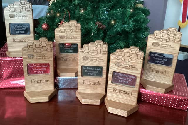This year’s trophy for the winners of Causeway Coast and Glens Borough Councils Christmas Window Competition has been hand-made by local maker No9 Creations.