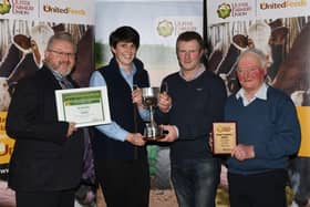 Mid Antrim group manager Robert McMullan, Kathryn McKeown United Feeds, NI silage competition winner dairy section, Ian and Dessie Maybin.