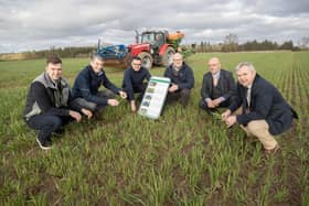 Teagasc has announced the launch of the Crop Report platform for farmers and farm advisors.  Pictured at the launch are: Barry Purcell, crops team, Tirlán; Michael Hennessy, head of crops knowledge transfer, Teagasc; Larry Doyle, tillage farmer, Carlow; Phelim McDonald, Teagasc tillage advisor, Carlow; John Spink, head of the Teagasc crops, environment and land use programme and Shay Phelan, Teagasc tillage specialist. Picture: Submitted