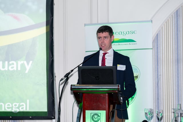 Thomas Curra, Head of Advisory Services Teagasc at the Teagasc National Sheep Seminar in the Clanree Hotel Letterkenny on Thursday last. Photo Clive Wasson