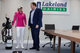Leona Maguire pictured with Colin Kelly, Group CEO, Lakeland Dairies. Picture by Patrick Bolger