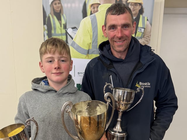 Harry Simms left the Listooder Ploughing Match winning several trophies including Youngest Competitor, first in the Vintage Intermediate, Best work using a Ransomes Plough, Best work by Vintgage Hydraulic Plough and Vintage Champion