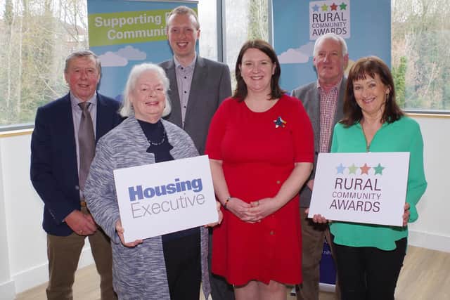 Some of the winners of the Rural Community Awards who received their awards from the Housing Executive Chair Nicole Lappin (centre) at a special awards ceremony.
