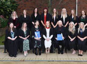 A selection of the Level 3 Diploma in Veterinary Nursing (Companion Animals) who graduated last Friday from Greenmount Campus with their CAFRE Lecturer Claire Morris.