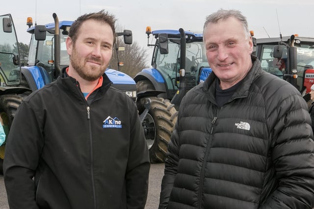 Alan Kane and James Campbell, pictured at the Straidbilly PS Tractor/Truck Run. Pic: Sammy McMullan