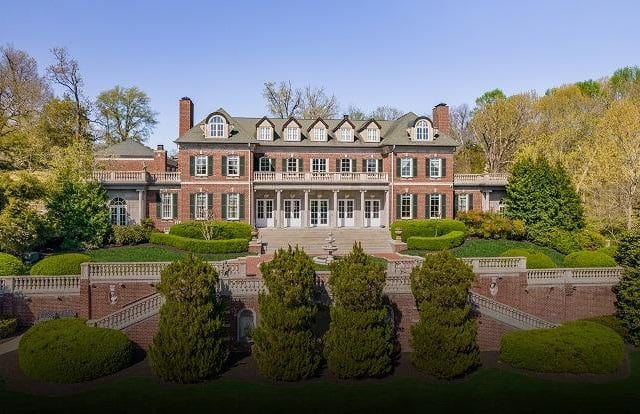 Located just 12 miles from downtown Nashville in Brentwood, the mansion sits on nearly five acres of land, where premium location and privacy intersect.