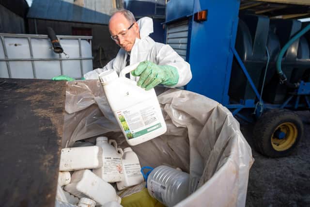 disposal of containers with man