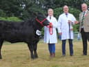 Best of opposite sex to the champion was Coltrim Princess Y806 shown by Ivan Forsythe and Cathy Moore. Presenting the trophy is judge Jonathan Doyle, Cookstown. Picture: Julie Hazelton