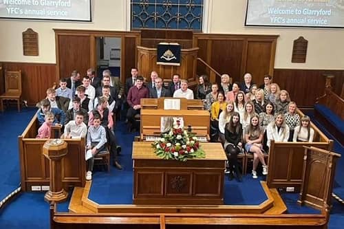 Glarryford YFC's choir from last year's service, with past and present members. Picture: Glarryford YFC