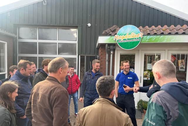 UFU Next Gen members enjoying the discussion at Captein family's cheese farm in the Netherlands. Pic: UFU