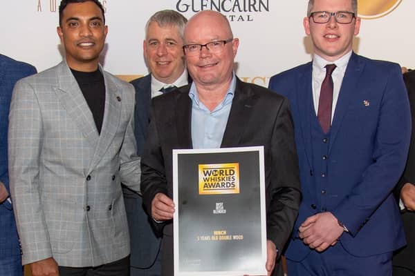 Kyllin Vardhan, marketing manager, James Roberts, head of EMEA, Michael Morris, international sales director and Jamie Cotter, brand manager from Hinch Distillery. Picture: Submitted