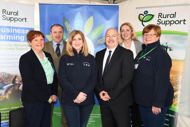 Christine Kennedy,  NFU Mutual Charitable Trust, Jim McLaren, NFU Mutual Charitable , Veronica Morris, CEO Rural Support, Martin Malone, NFU Mutual Charitable Trust, Gillian Reid,  Head of Farm Support, Rural Support and Gemma Daly, Chair of the board, Rural Support.