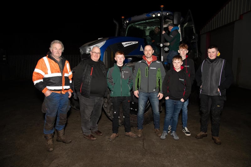 At the Stewart Agri Landini launch on Thursday last at Bonagee, Letterkenny are John Gallagher, Austion Stewart, Aaron Anderson, Trevor Anderson, Noel Anderson, Sam Anderson and Conal McDaid. Photo Clive Wasson