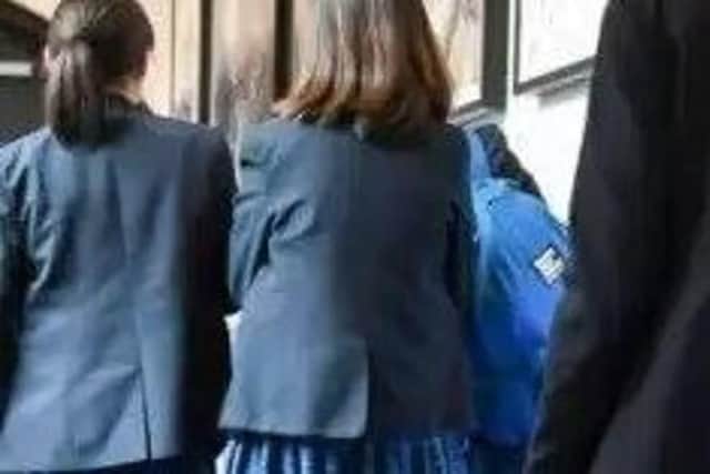 school girls walking