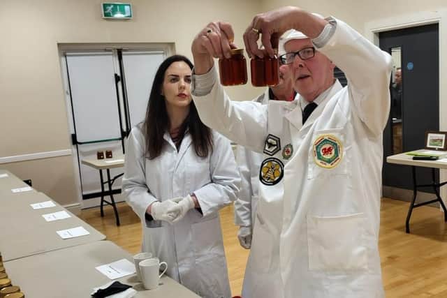 Honey Show judge, Gail Orr, with Honey Show assistant, Jennie Murphy.