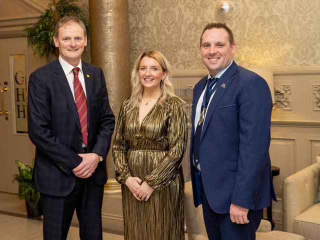 Ulster Farmers’ Union President, David Brown (left) with Young Farmers’ Clubs of Ulster Chief Executive Officer, Gillian McKeown and Young Farmers’ Clubs of Ulster President, Peter Alexander.